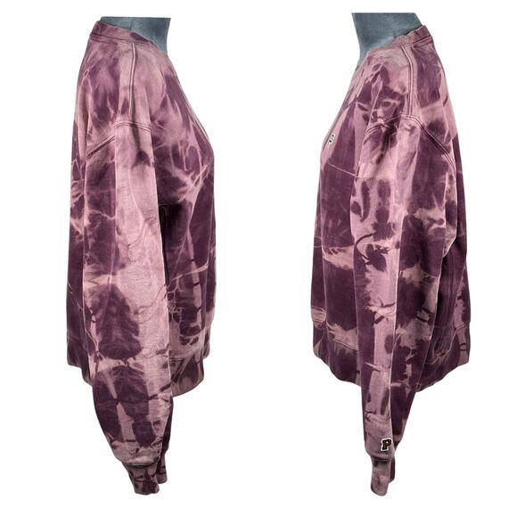 Victoria's Secret Pink Bleach-Dyed Sweatshirt Sz Medium Pink/Purple Oversized - Picture 8 of 9